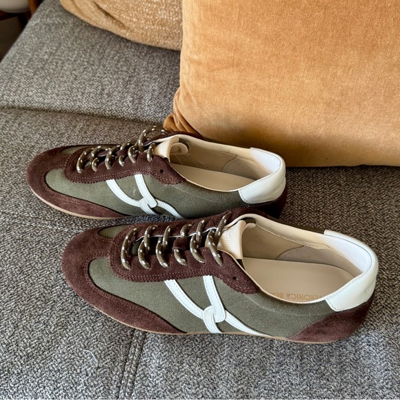 Veronica Beard Riviera Suede Espresso and Olive Sneakers - Picture 9 of 10